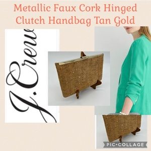 Jcrew Metallic Faux Cork Clutch - Tan and Gold